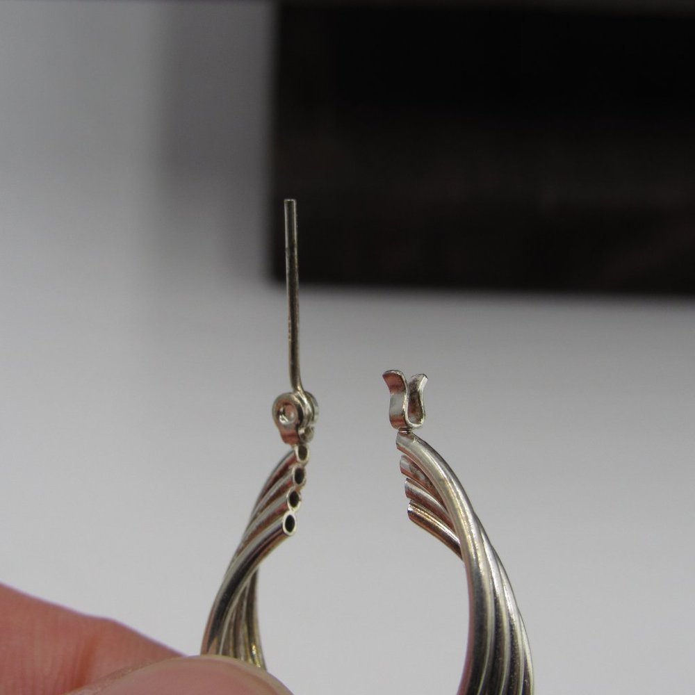 Sterling Silver Odd Layered Wire Dangle Earrings - image 4